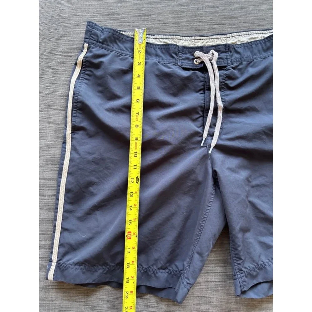 Lands' End Men's Swim Trunks Size L Large 36-38 Black Beige Side Stripe Board Sh